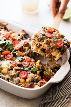 Main - Ground beef taco casserole with corn tortillas recipes